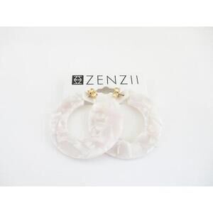 NWT Zenzii White Flat Hoop Earrings